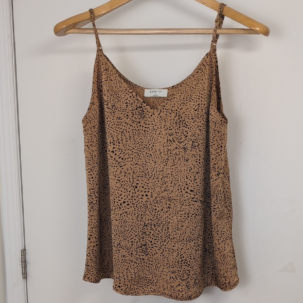 ❤️Babaton Tan and Black Spotted Silk Camisole